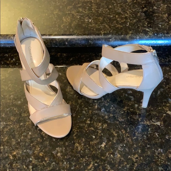 Calvin Klein Shoes - Calvin Klein Karlo strappy nude sandals heels 9M